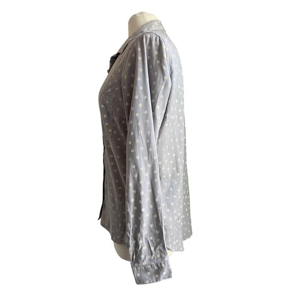 COLUMBIA Button Down Shirt Women Sz Medium Grey Polka Dot Midweight Campcore - Picture 5 of 9